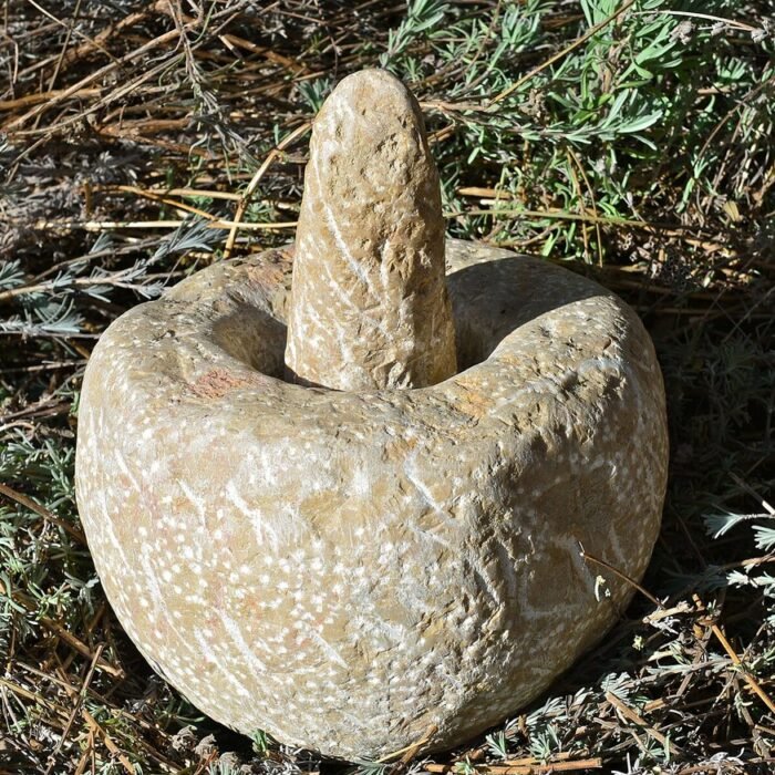 A stone mortar and pestle