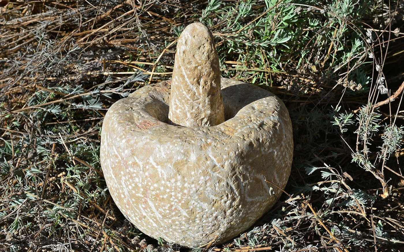 A stone mortar and pestle